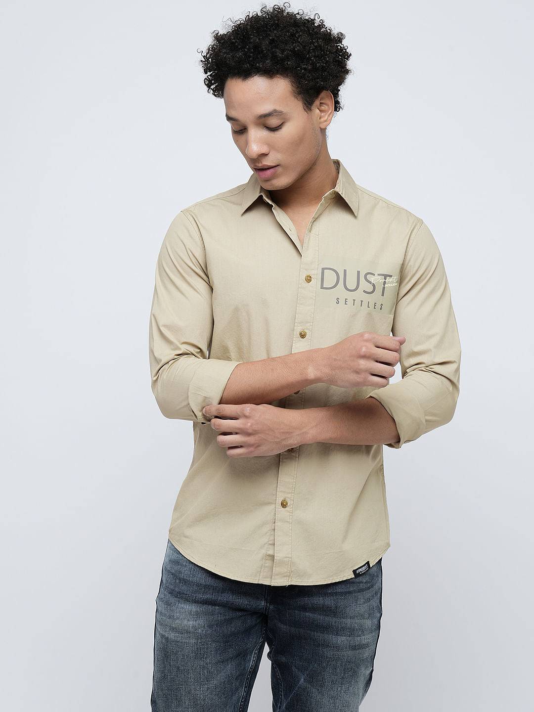 PRODUKT by JACK&JONES Light Brown Full Sleeves Shirt
