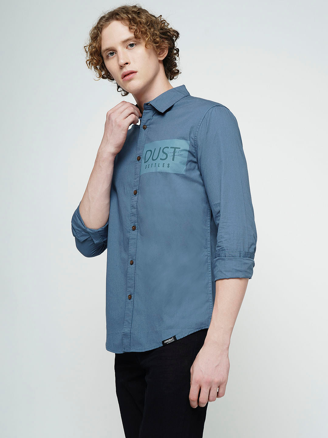 PRODUKT by JACK&JONES Blue Printed Full Sleeves Shirt