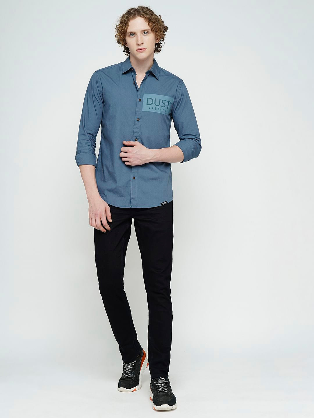 PRODUKT by JACK&JONES Blue Printed Full Sleeves Shirt