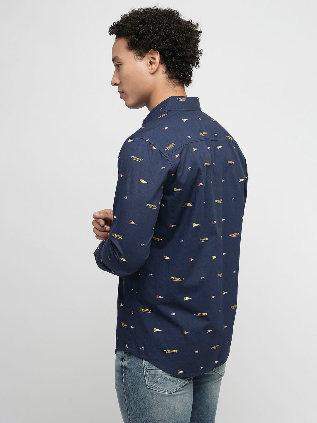 PRODUKT by JACK&JONES Blue Printed Full Sleeves Shirt