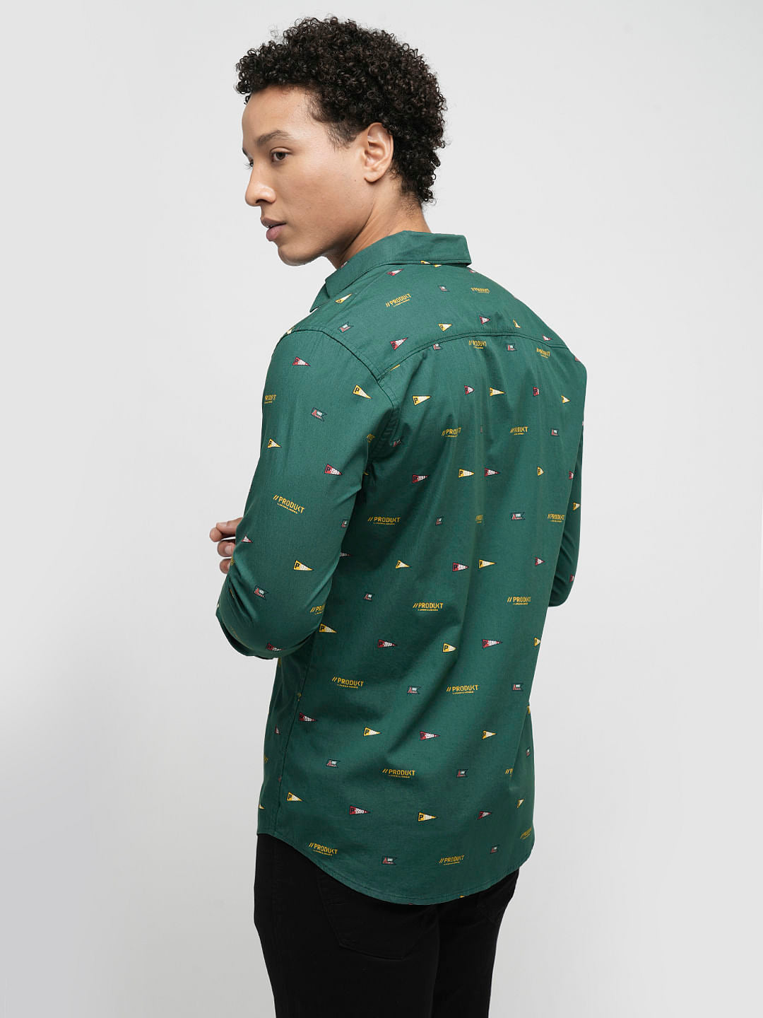 PRODUKT by JACK&JONES Dark Green Printed Full Sleeves Shirt