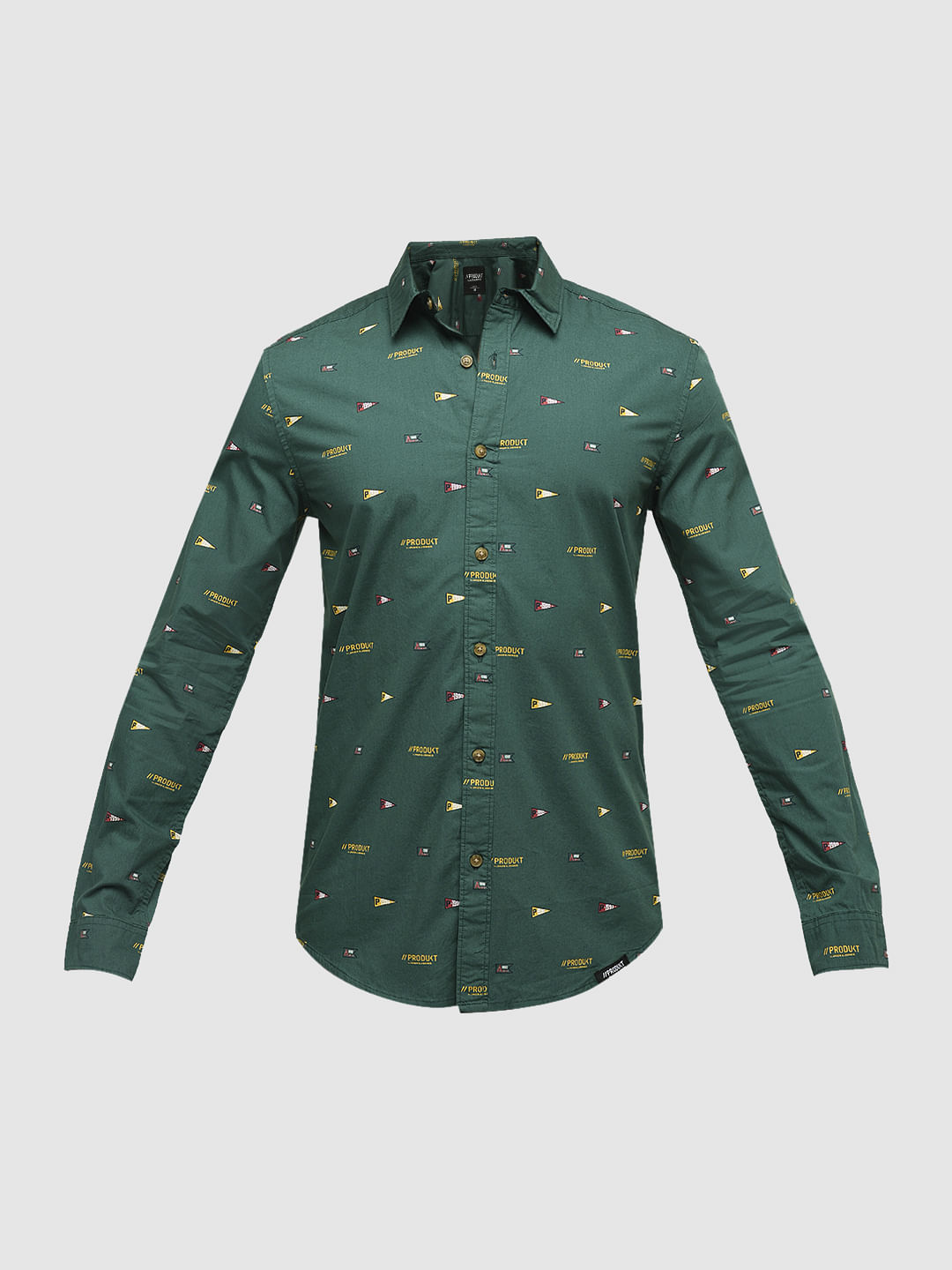PRODUKT by JACK&JONES Dark Green Printed Full Sleeves Shirt