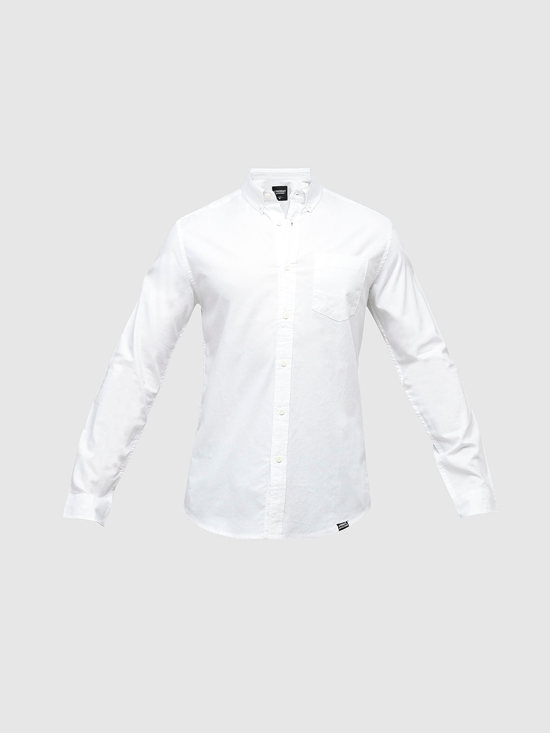PRODUKT by JACK&JONES White Cotton Full Sleeves Shirt