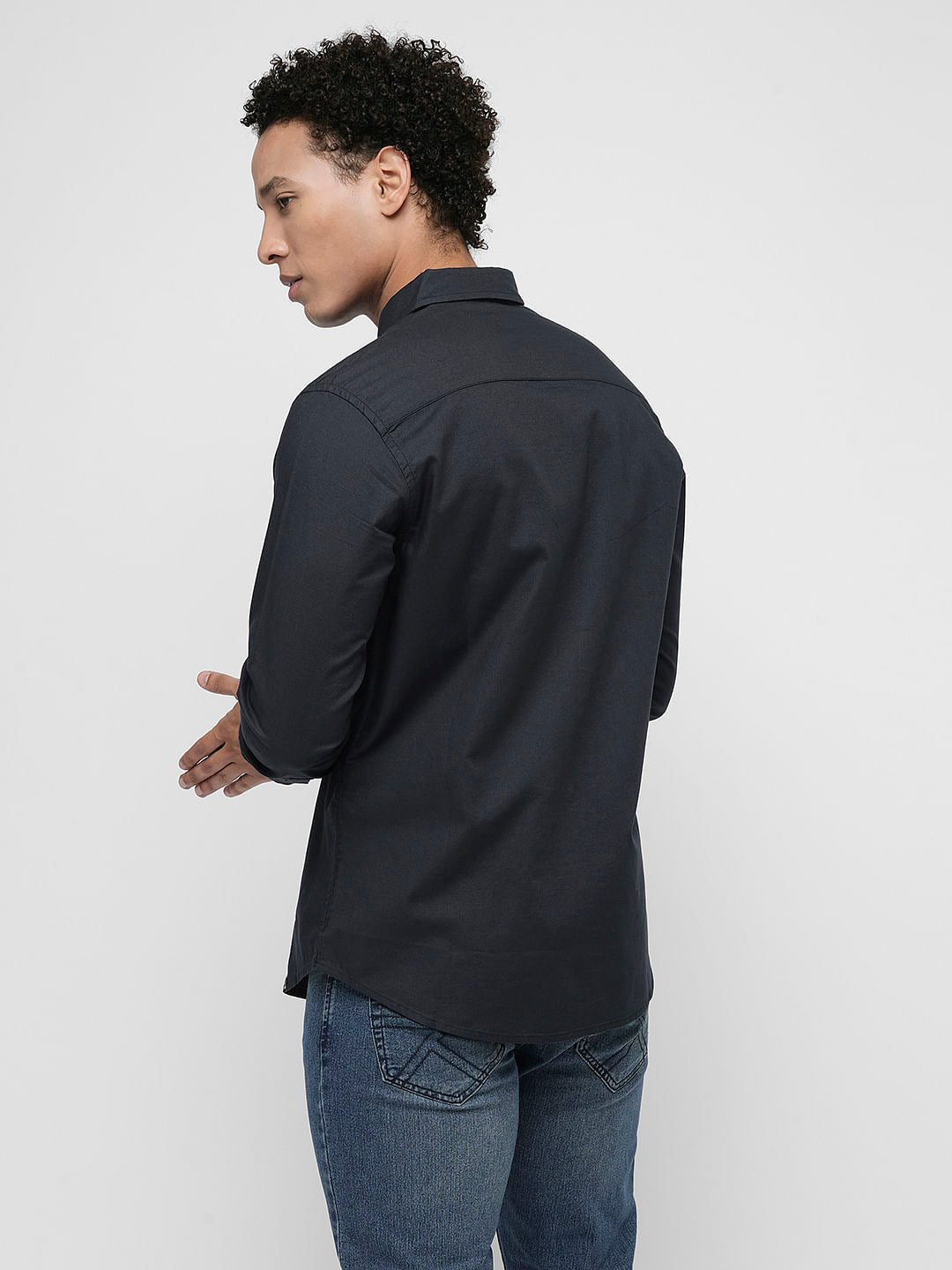 PRODUKT by JACK&JONES Navy Blue Full Sleeves Shirt