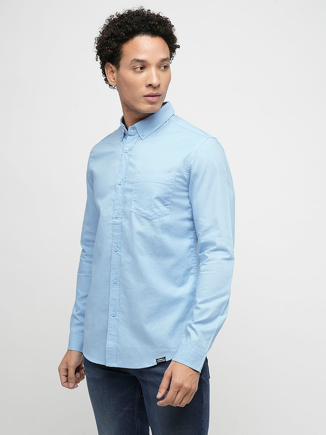 PRODUKT by JACK&JONES Sky Blue Cotton Full Sleeves Shirt