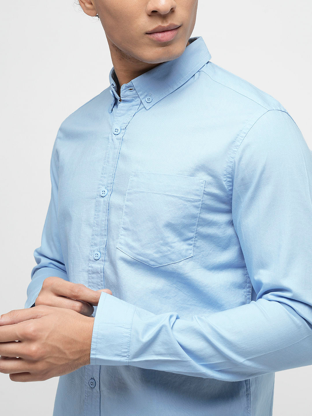 PRODUKT by JACK&JONES Sky Blue Cotton Full Sleeves Shirt
