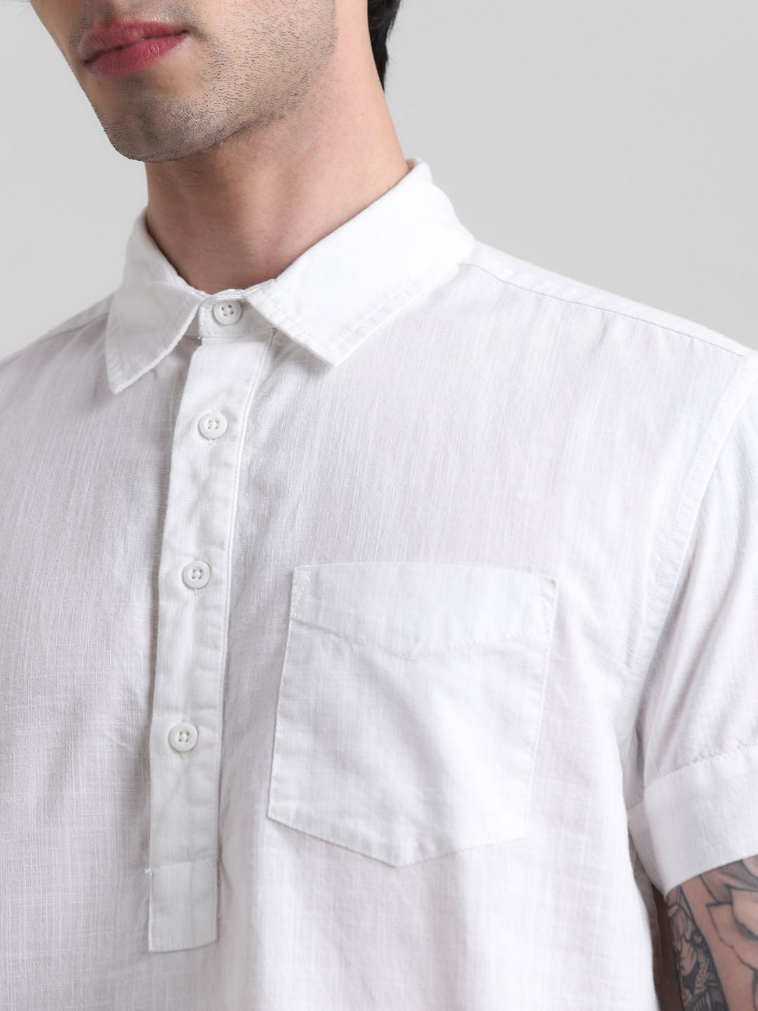 PRODUKT by JACK&JONES White Cotton Short Sleeves Shirt