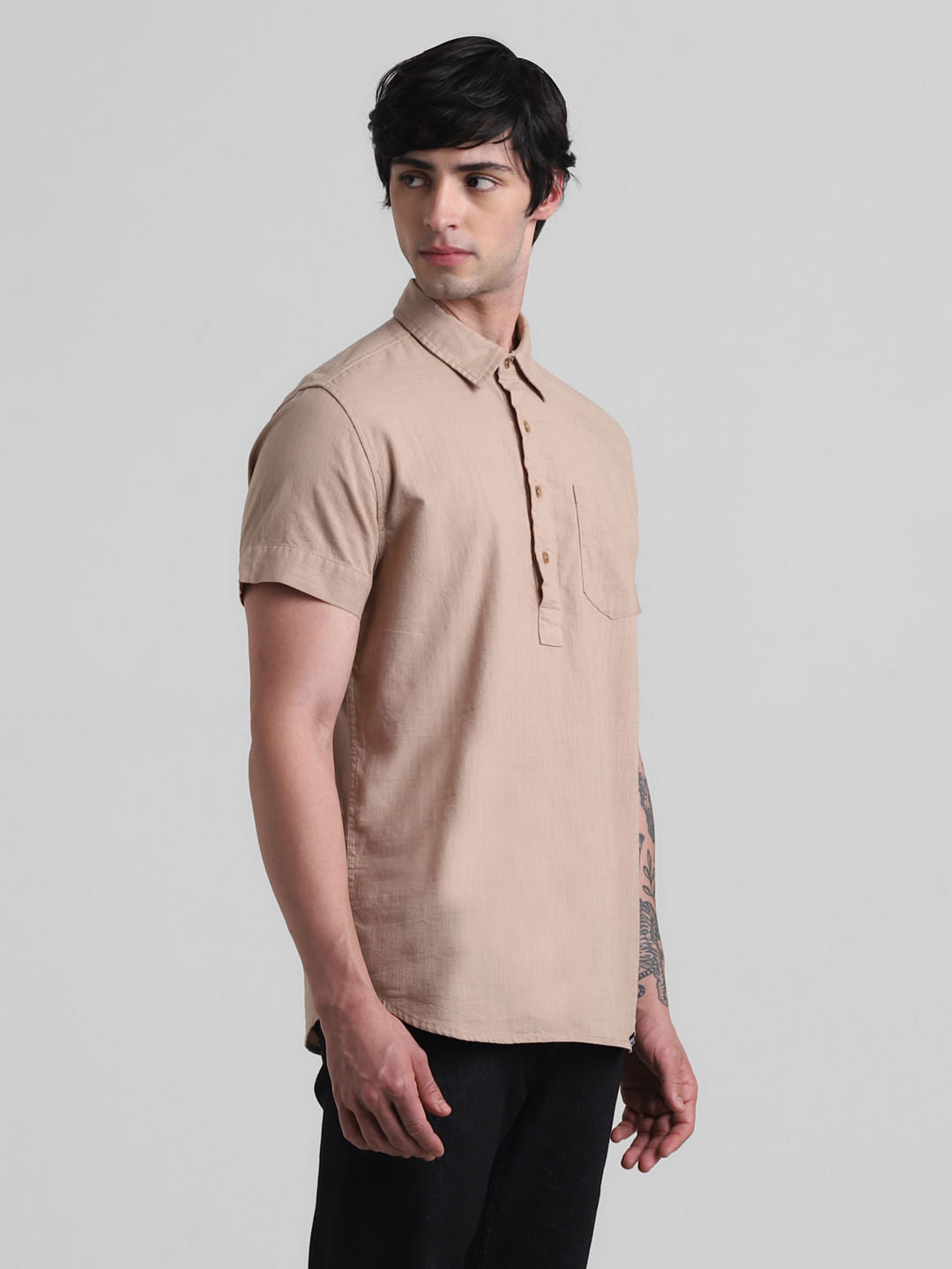PRODUKT by JACK&JONES Brown Cotton Short Sleeves Shirt