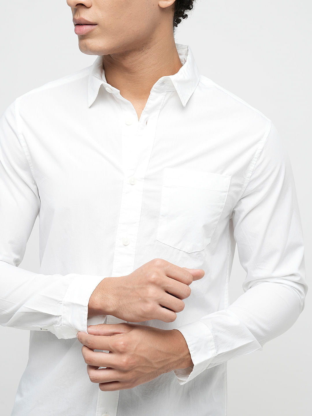 PRODUKT by JACK&JONES White Cotton Full Sleeves Shirt