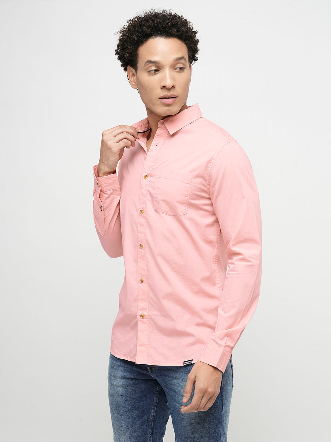 PRODUKT by JACK&JONES Pink Cotton Full Sleeves Shirt