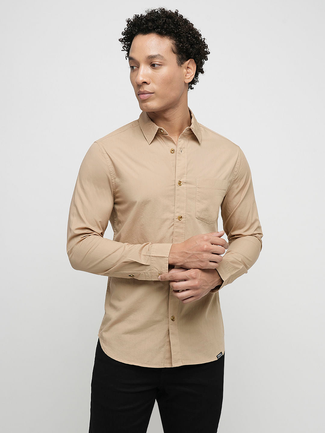 PRODUKT by JACK&JONES Brown Cotton Full Sleeves Shirt