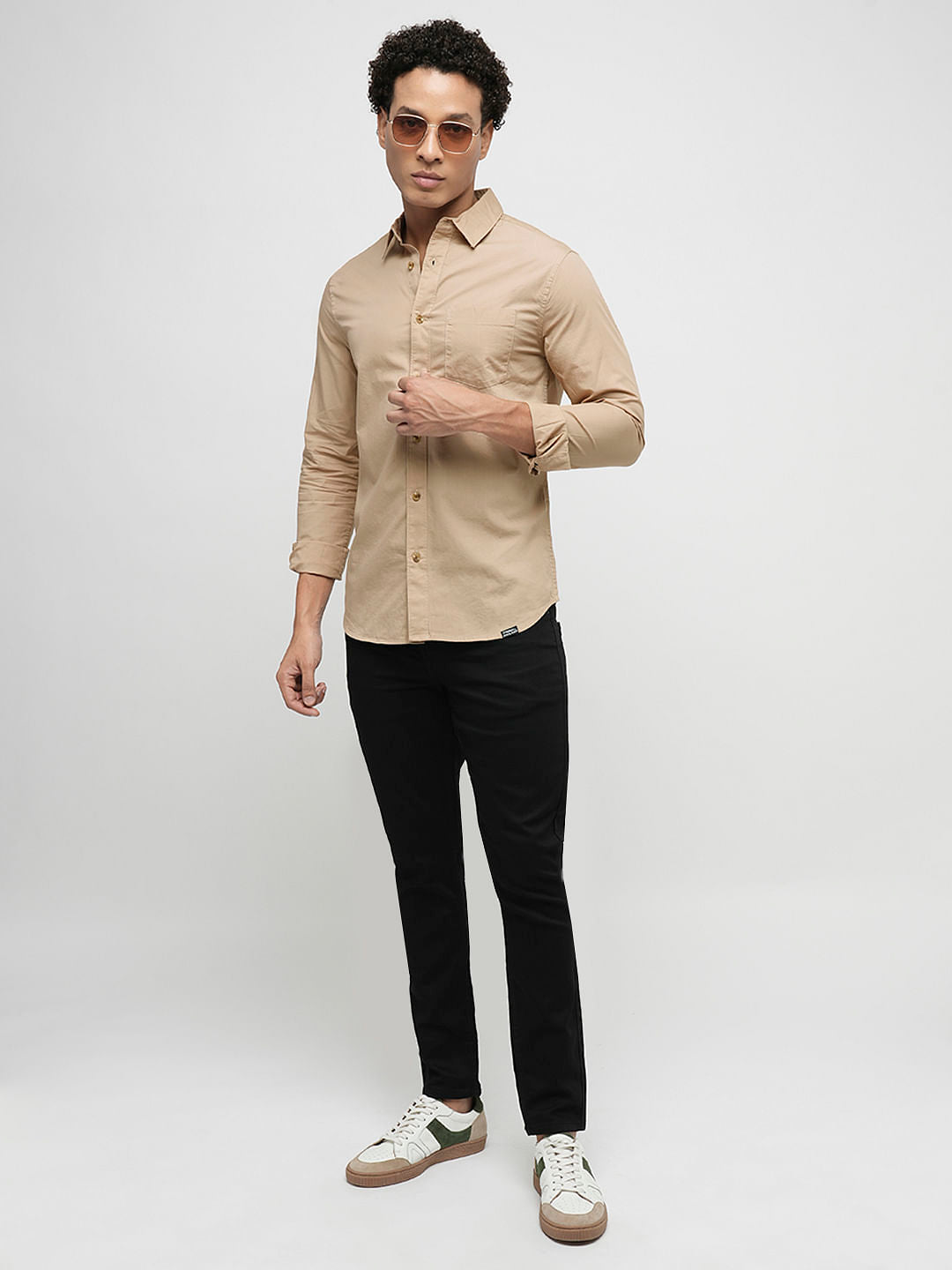 PRODUKT by JACK&JONES Brown Cotton Full Sleeves Shirt