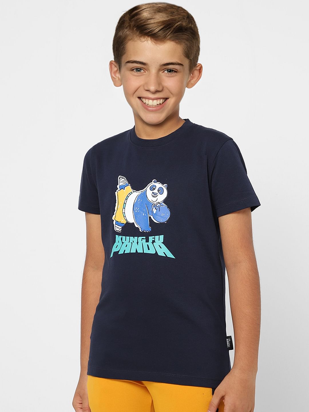 Boys X Kung Fu Panda Dark Blue Graphic Print T-shirt