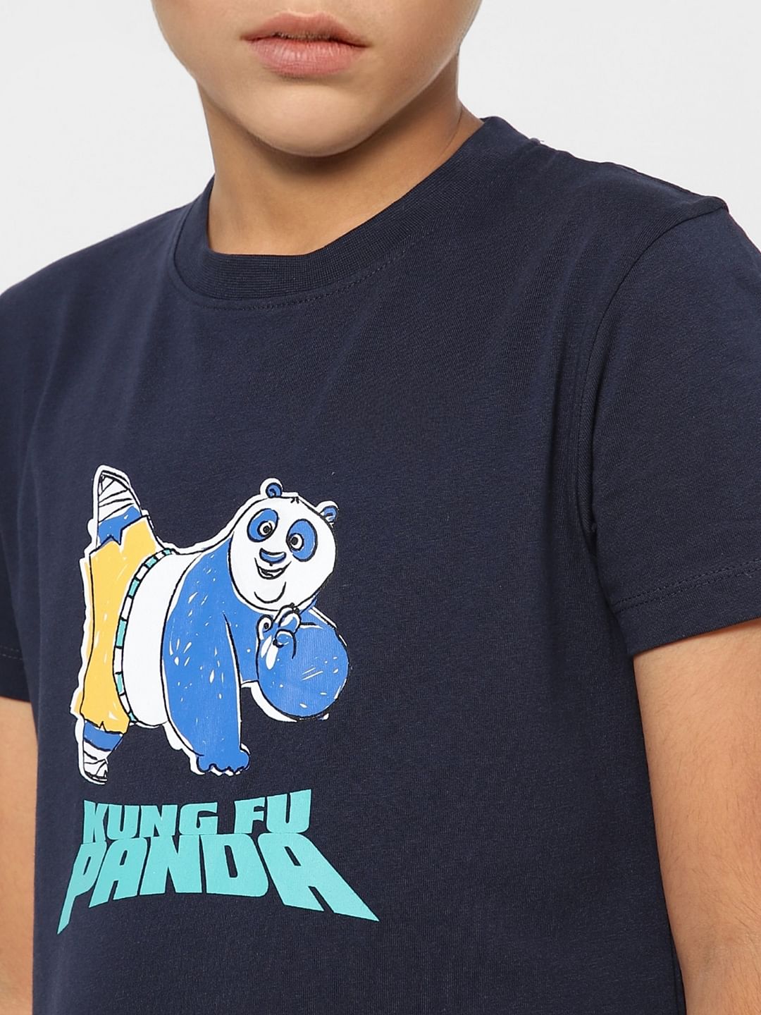 Boys X Kung Fu Panda Dark Blue Graphic Print T-shirt