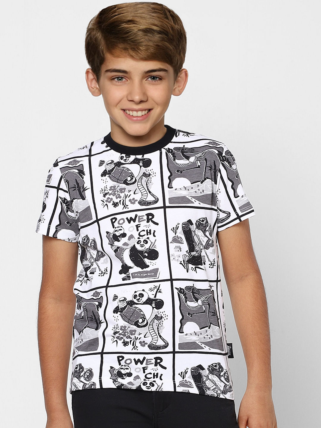 Boys X Kung Fu Panda White Graphic Print T-shirt