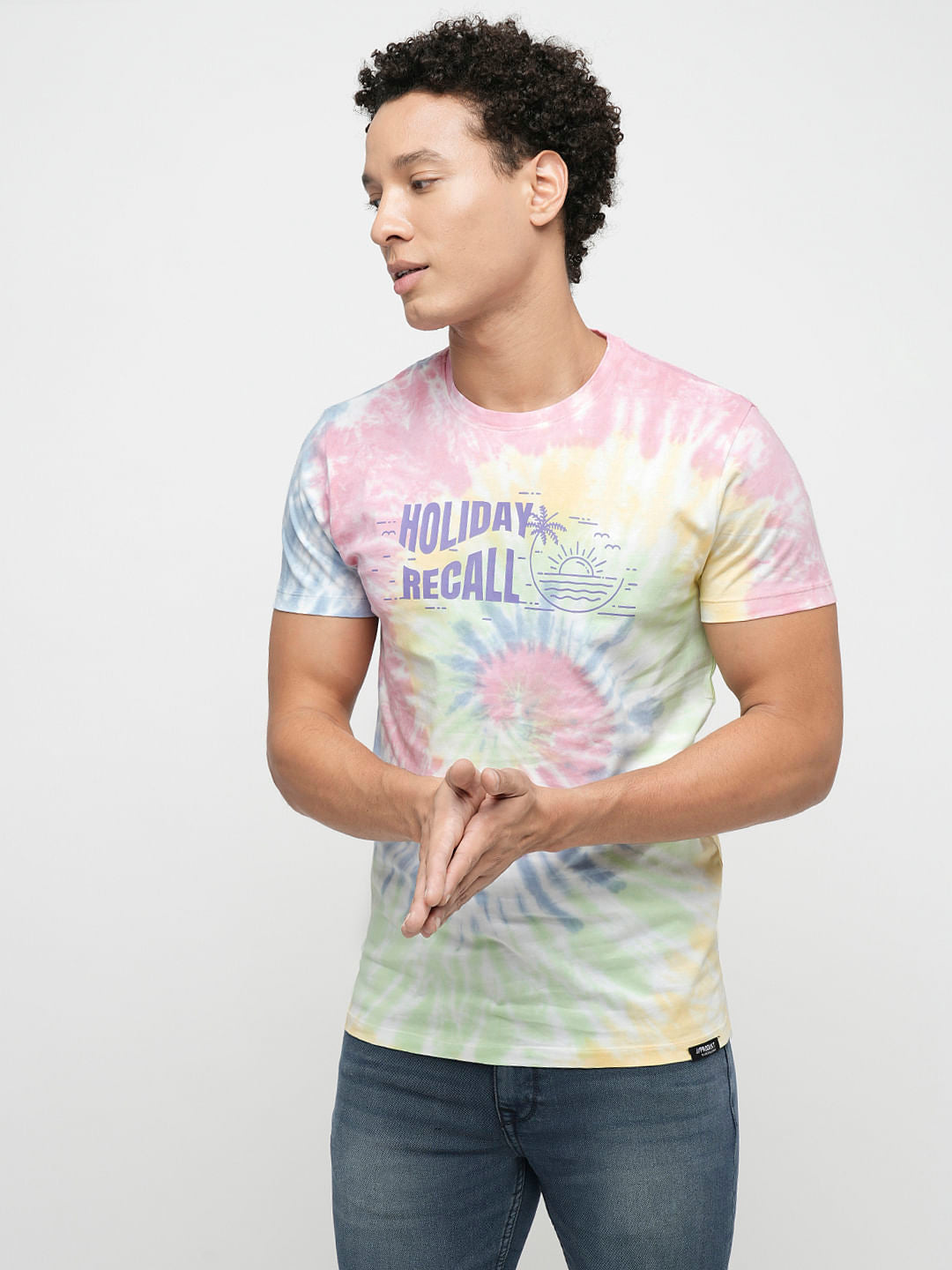 PRODUKT by JACK&JONES Pink Printed Crew Neck T-shirt