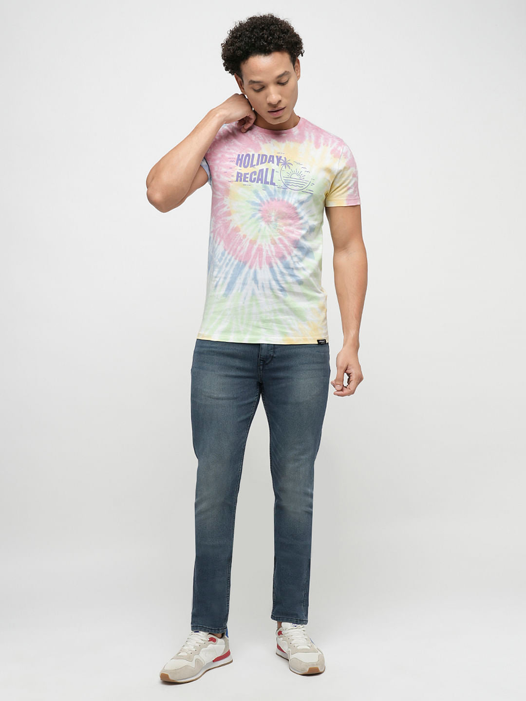 PRODUKT by JACK&JONES Pink Printed Crew Neck T-shirt