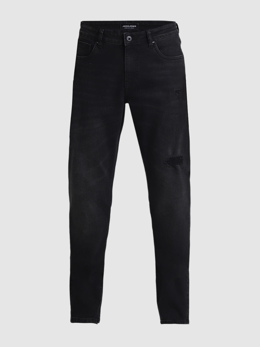 Black Low Rise Distressed Glenn Slim Jeans