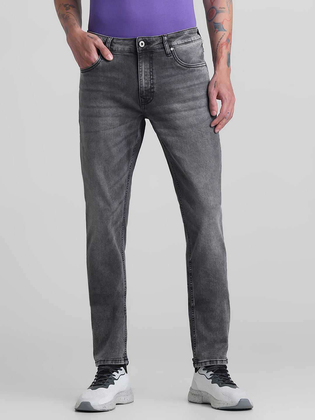 Grey Low Rise Ben Skinny Fit Jeans - Main Image