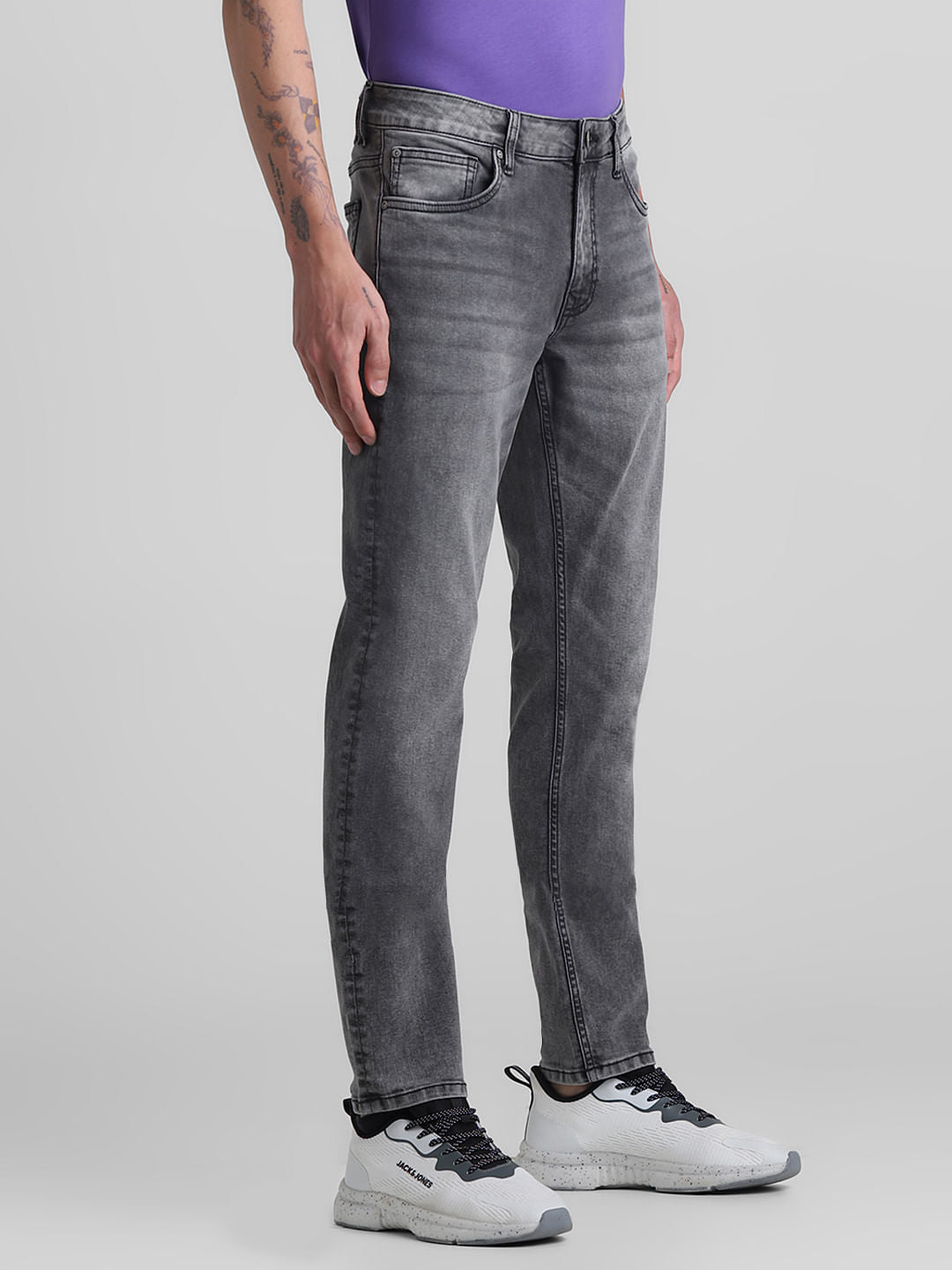 Grey Low Rise Ben Skinny Fit Jeans