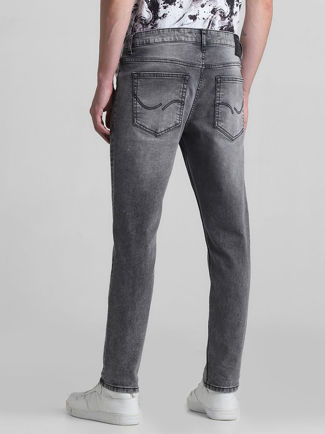 Grey Mid Rise Brak Slim Fit Jeans