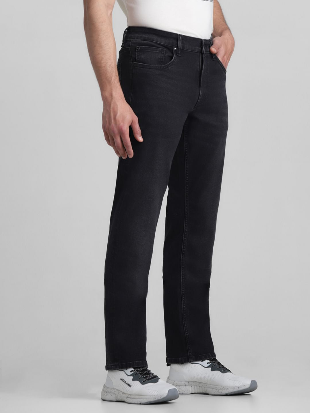 Dark Grey Mid Rise Clark Regular Fit Jeans