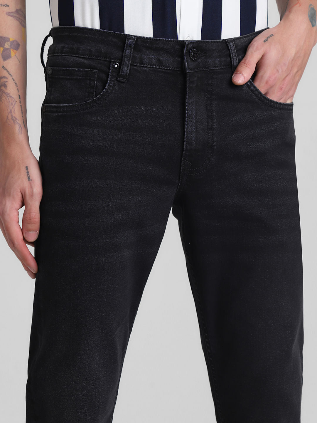 Dark Grey Low Rise Slim Fit Jeans