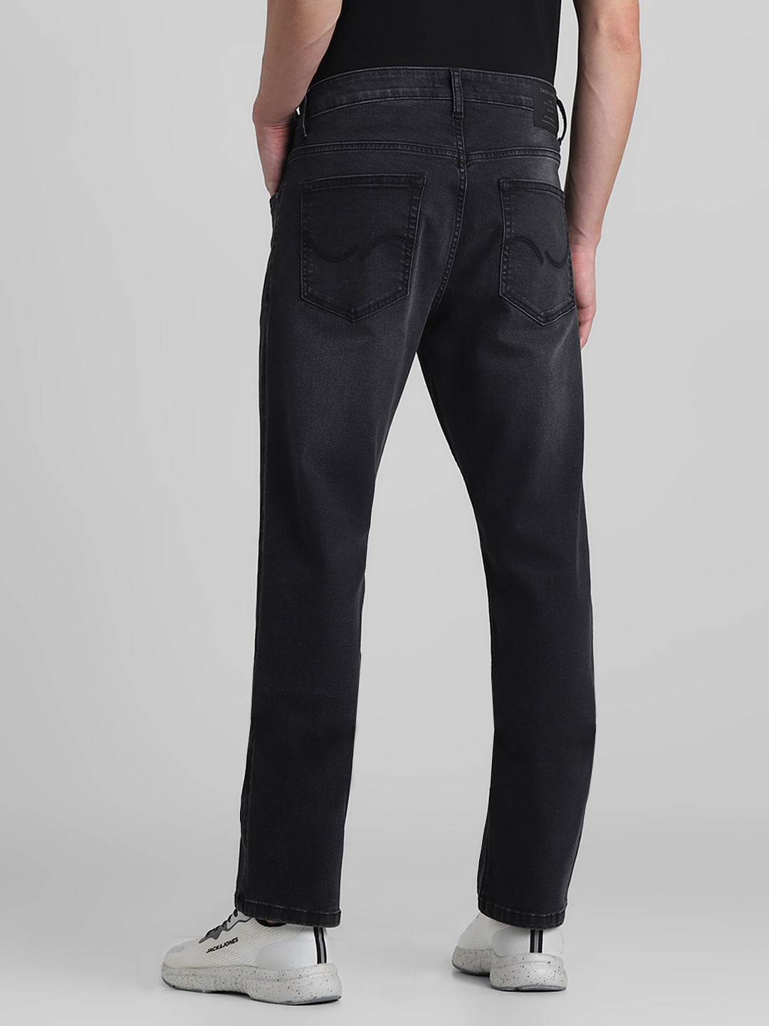 Dark Grey Mid Rise Regular Fit Jeans