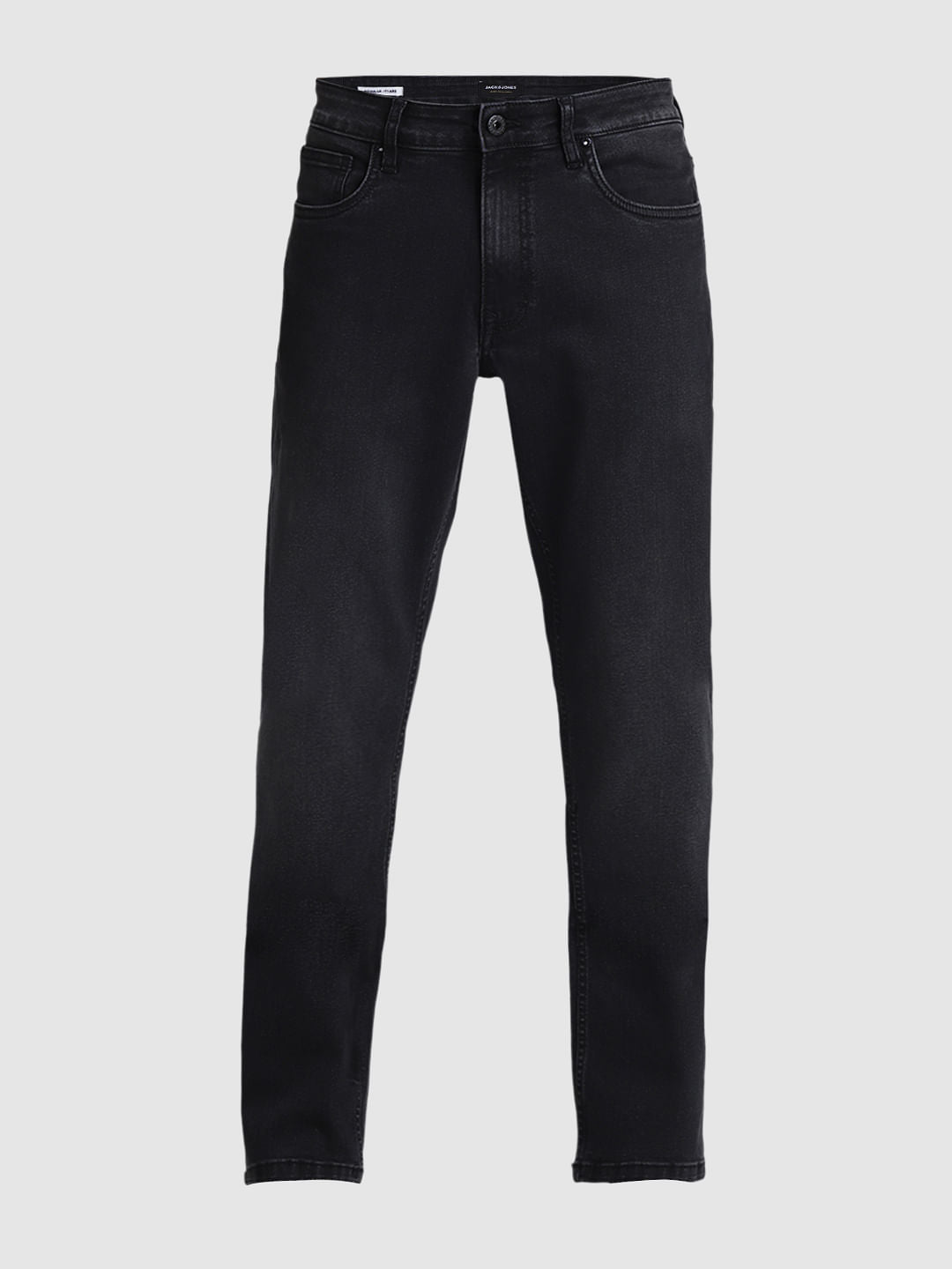 Dark Grey Mid Rise Regular Fit Jeans