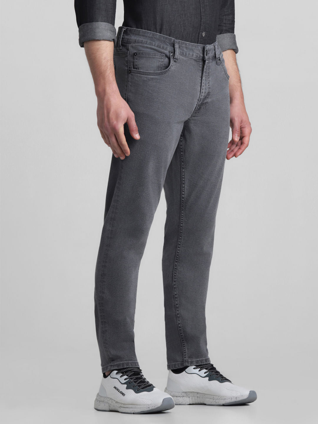 Grey Mid Rise Brak Slim Fit Jeans