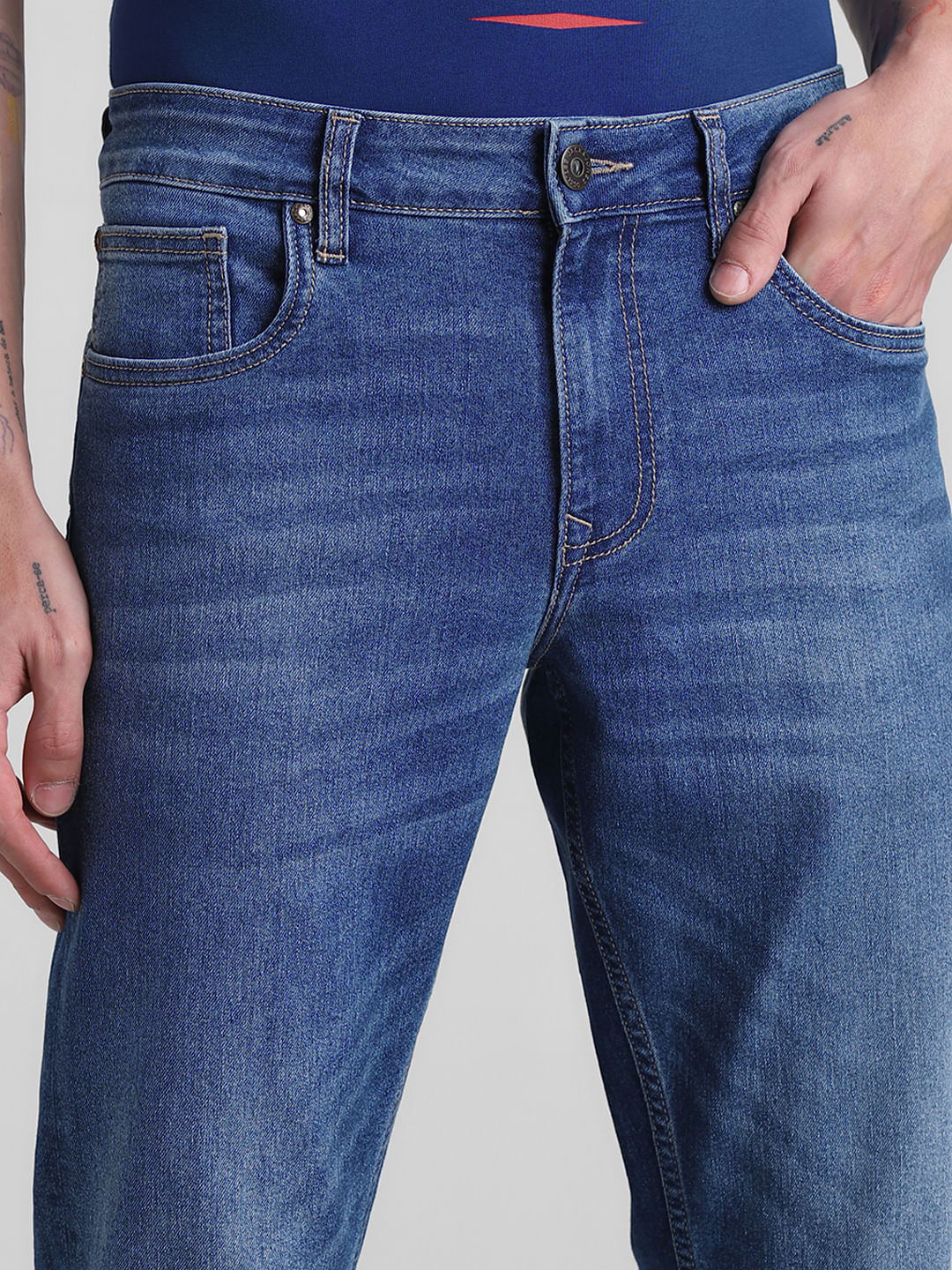 Blue Low Rise Glenn Slim Fit Jeans