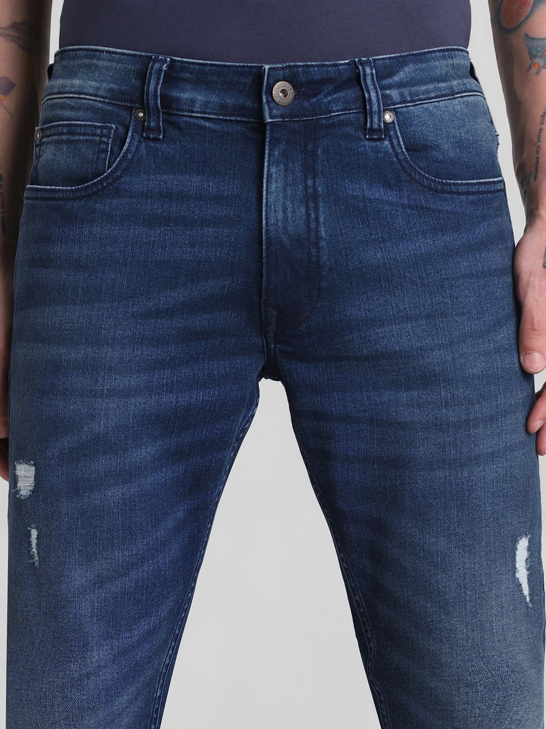 Light Blue Mid Rise Clark Regular Fit Jeans