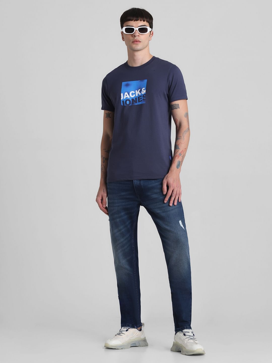 Light Blue Mid Rise Clark Regular Fit Jeans