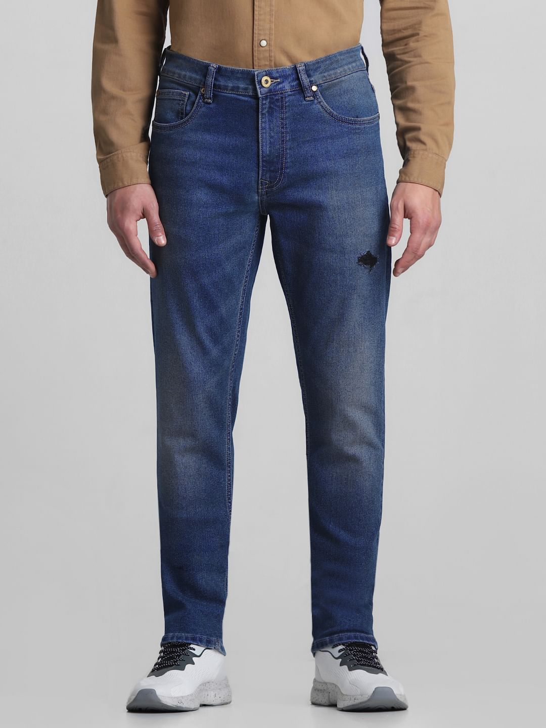 Blue Low Rise Distressed Ben Skinny Jeans