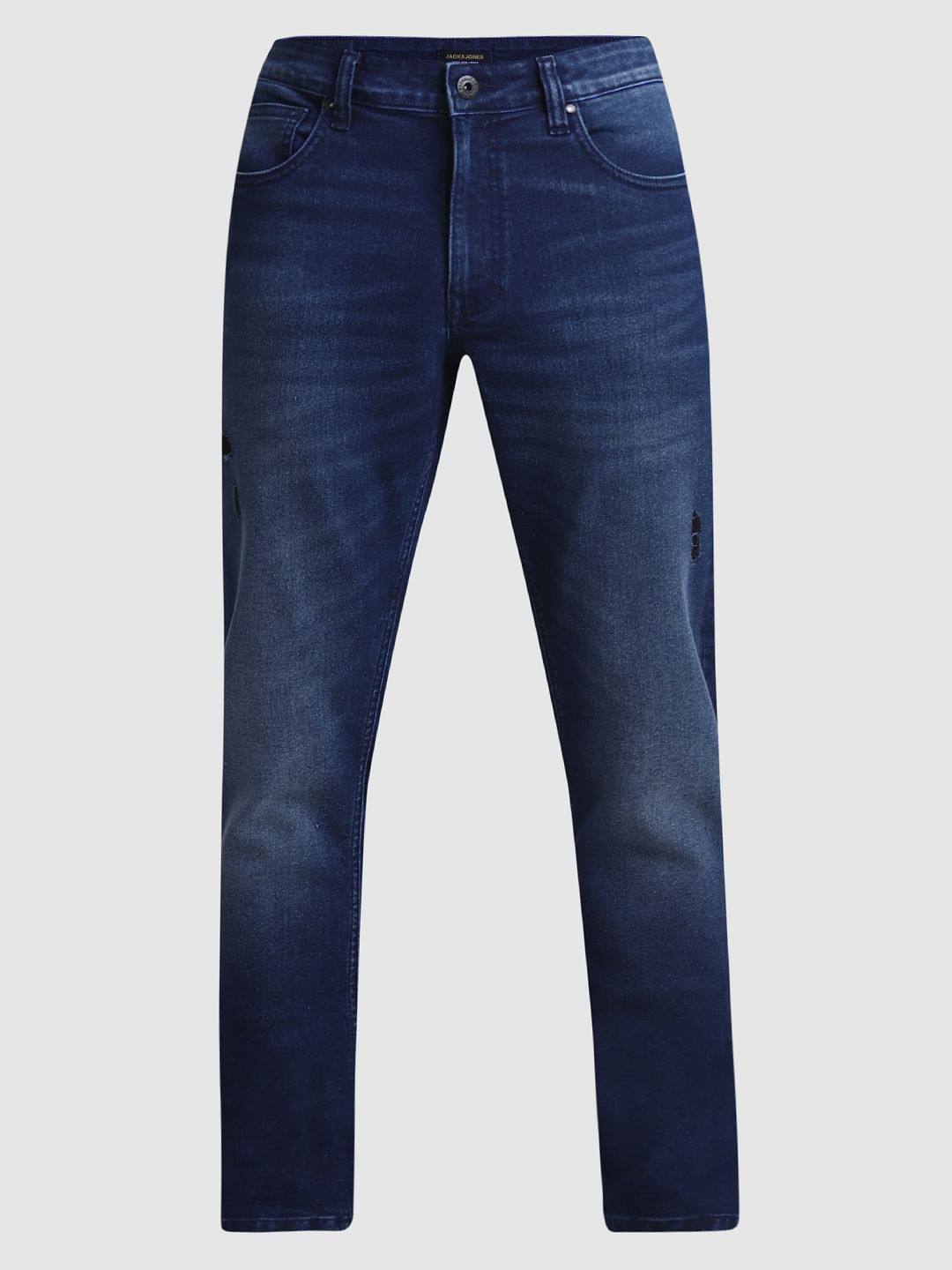Dark Blue Low Rise Distressed Glenn Slim Jeans