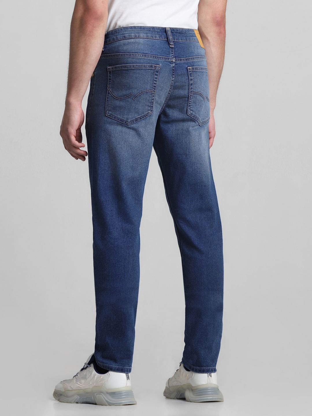 Blue Low Rise Distressed Glenn Slim Jeans