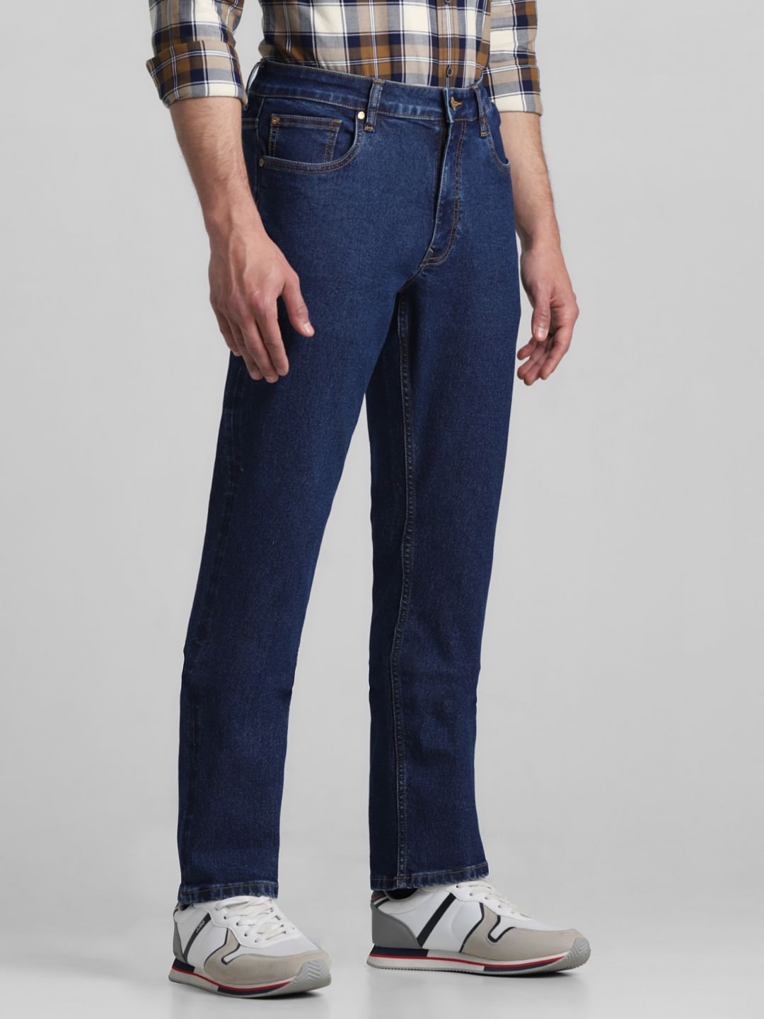 Blue Mid Rise Clark Regular Fit Jeans