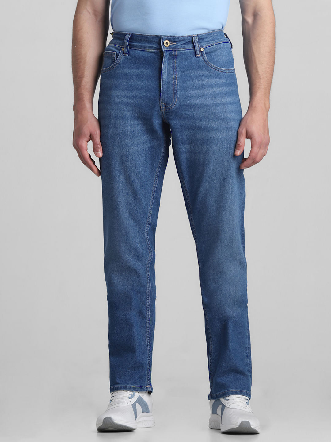 Light Blue Mid Rise Clark Regular Fit Jeans