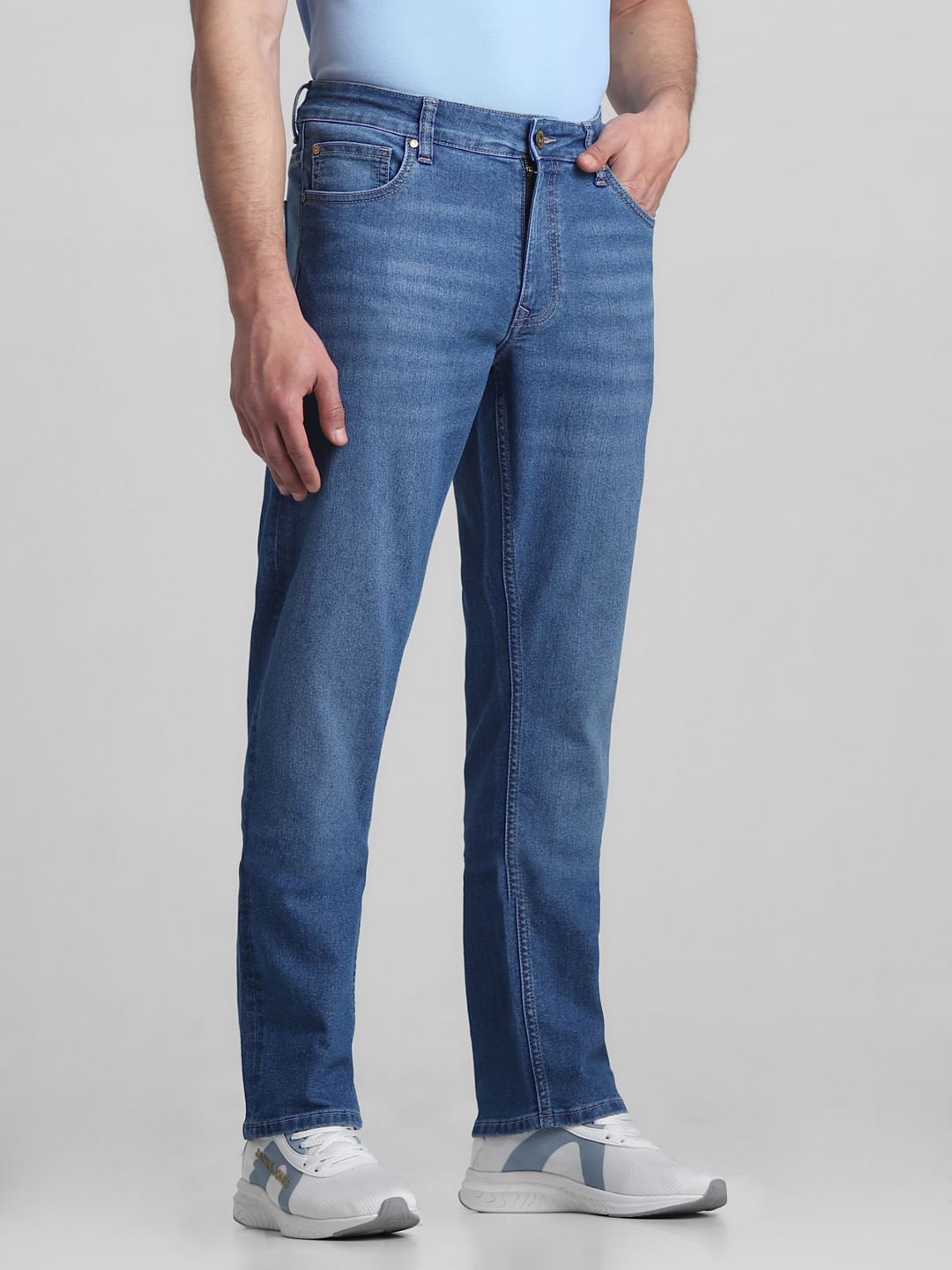 Light Blue Mid Rise Clark Regular Fit Jeans