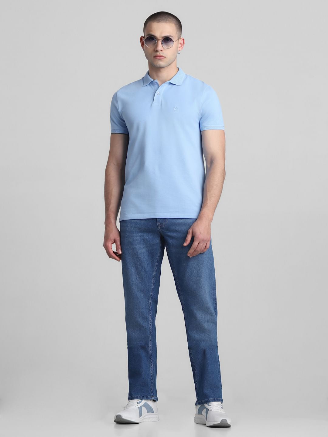 Light Blue Mid Rise Clark Regular Fit Jeans