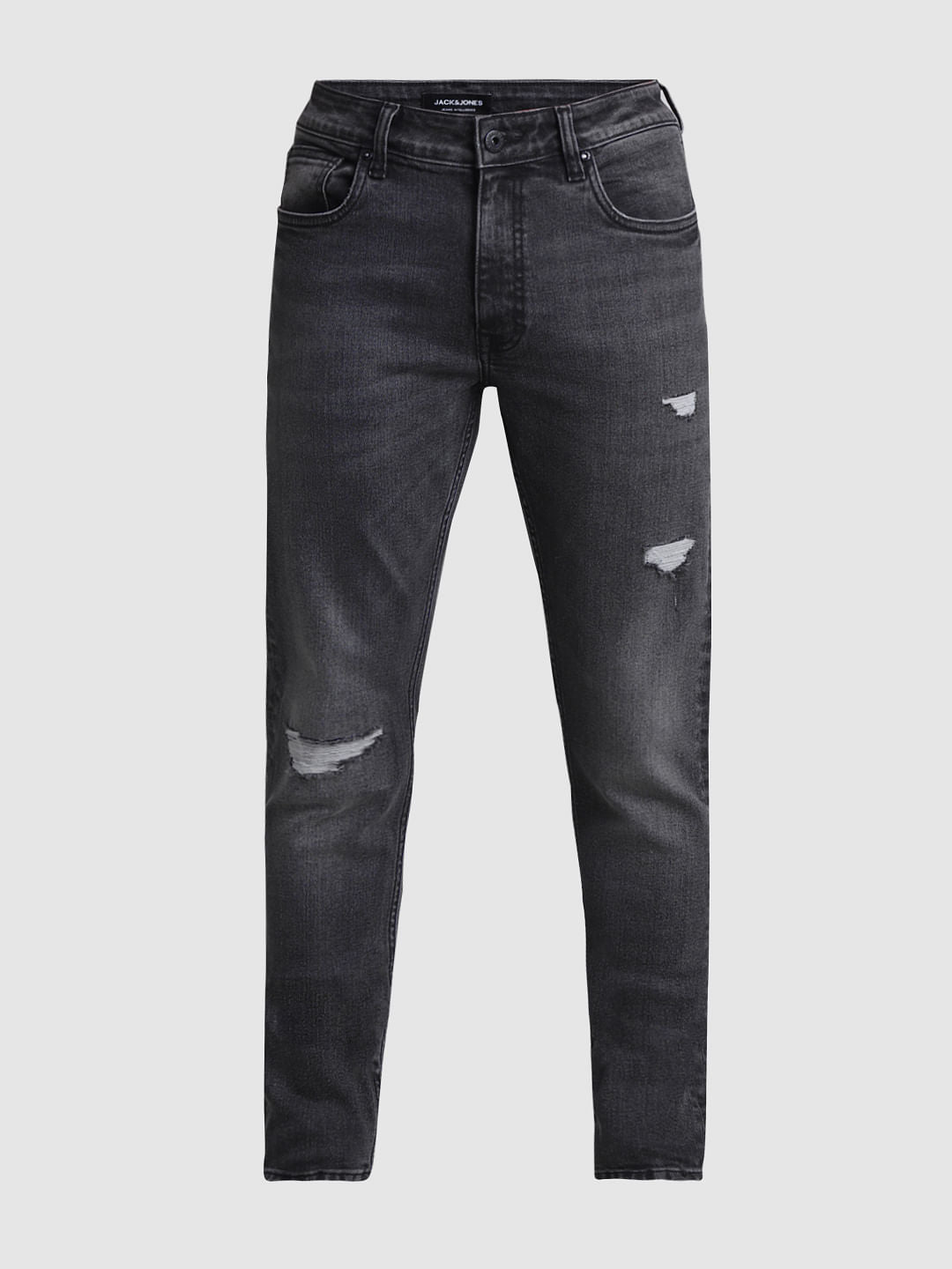 Grey Low Rise Distressed Ben Skinny Jeans