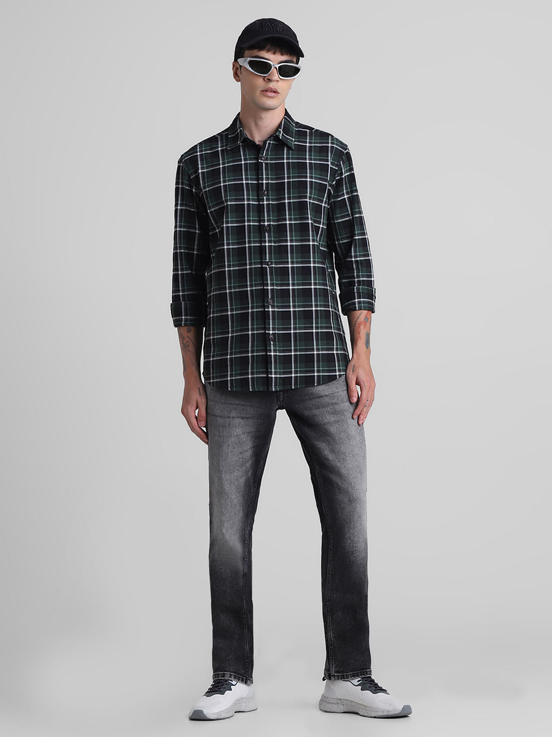 Grey Mid Rise Washed Clark Regular Fit Jeans