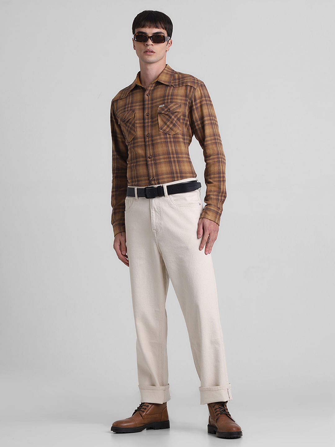 Ecru High Rise Dario Loose Fit Jeans