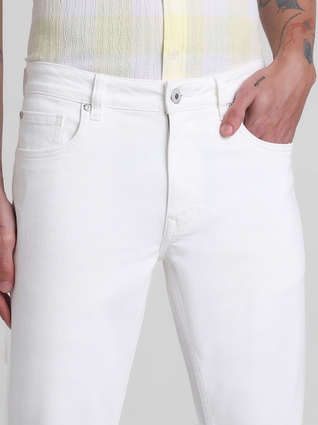 White Low Rise Glenn Slim Fit Jeans