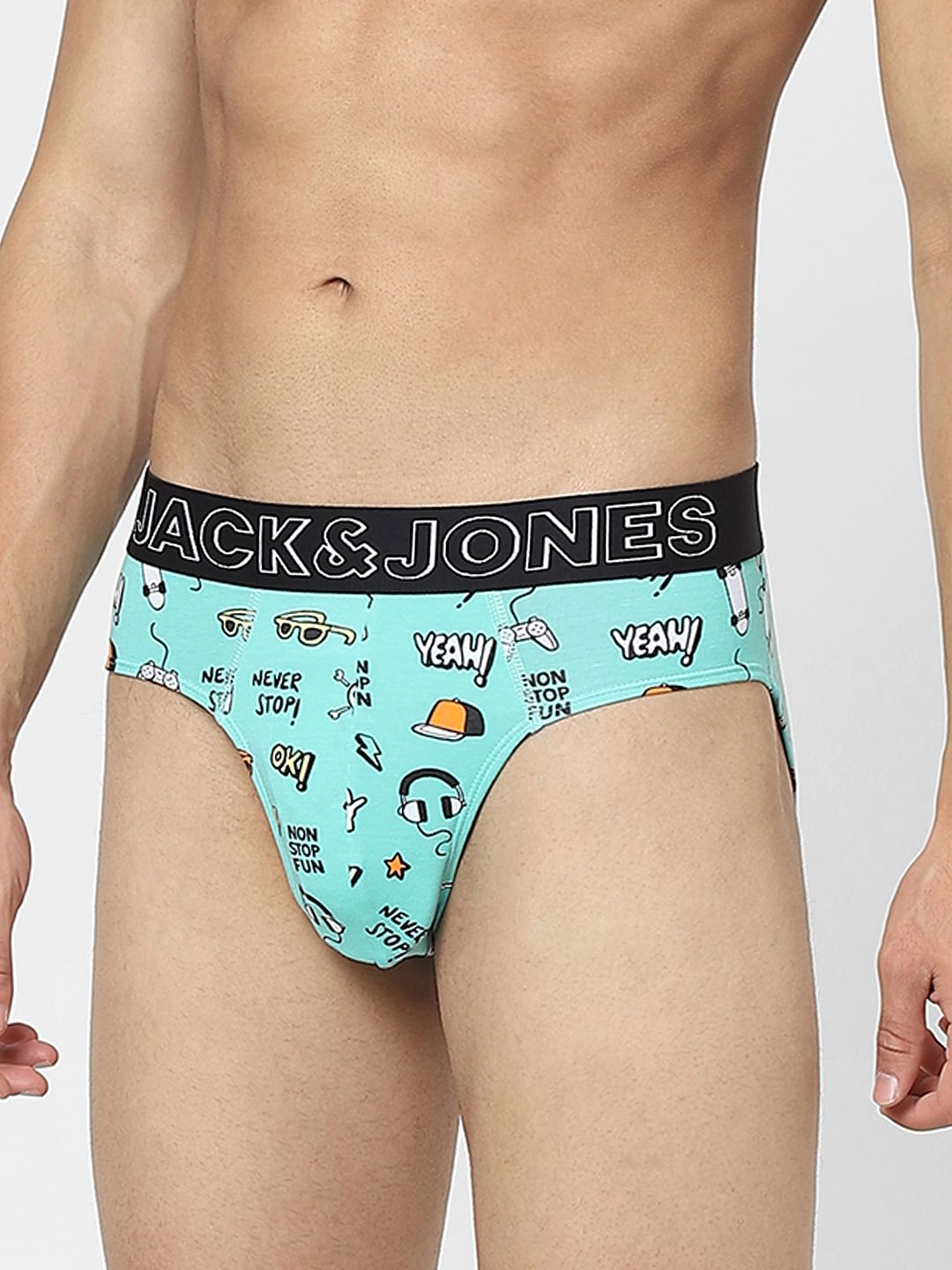 Aqua Blue Graphic Print Briefs