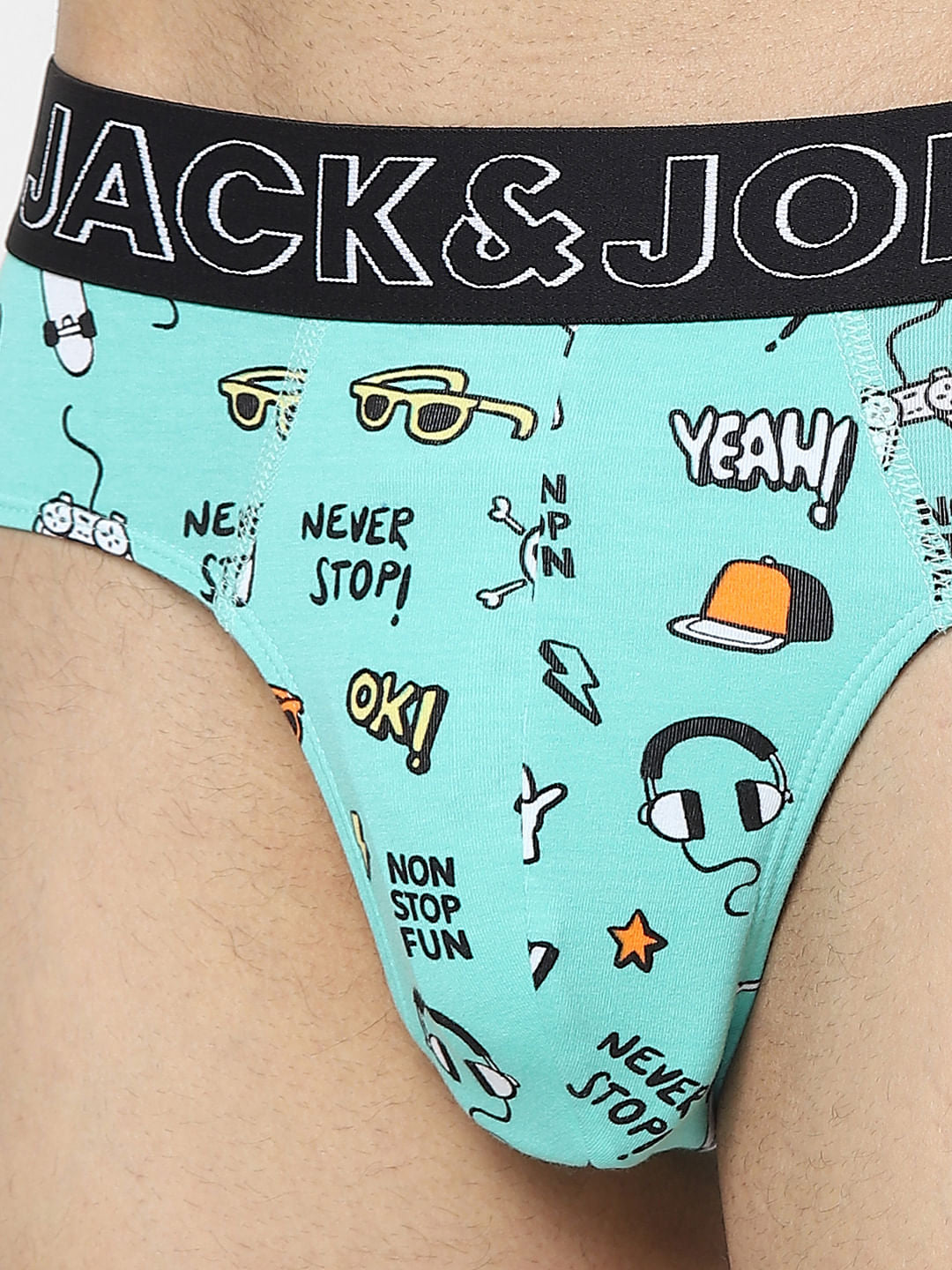 Aqua Blue Graphic Print Briefs
