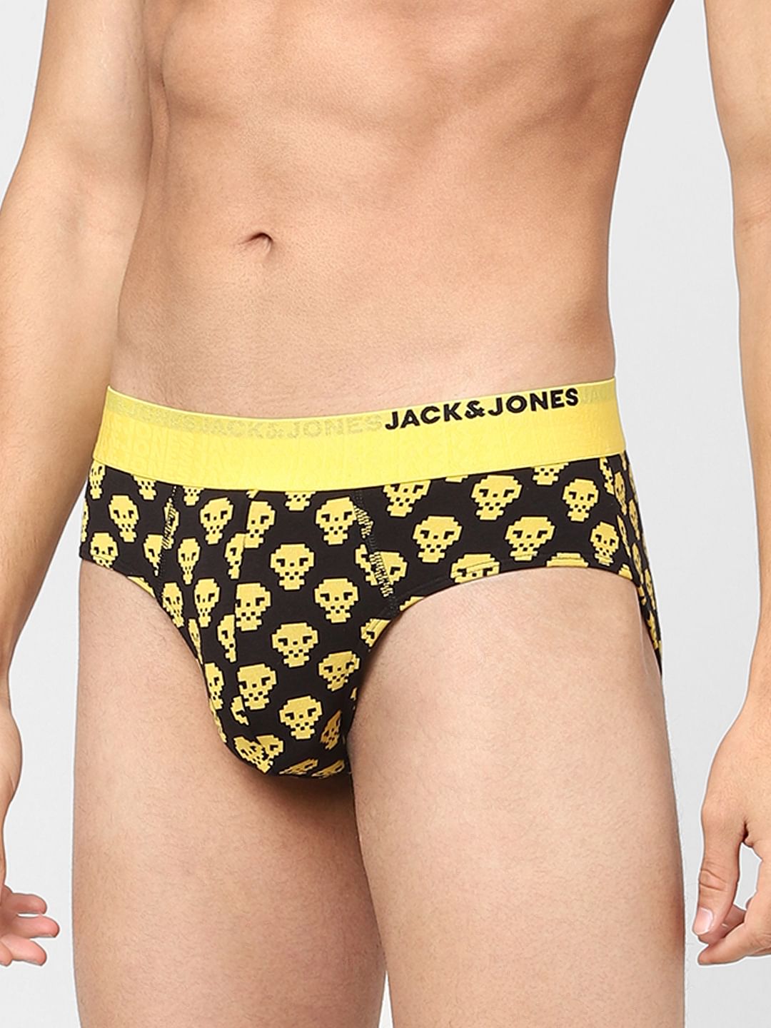 Black Skull Print Briefs