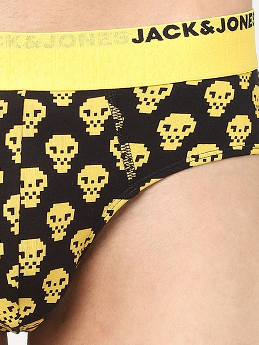 Black Skull Print Briefs