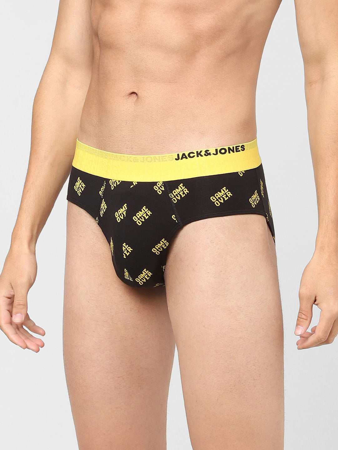 Black Text Print Briefs