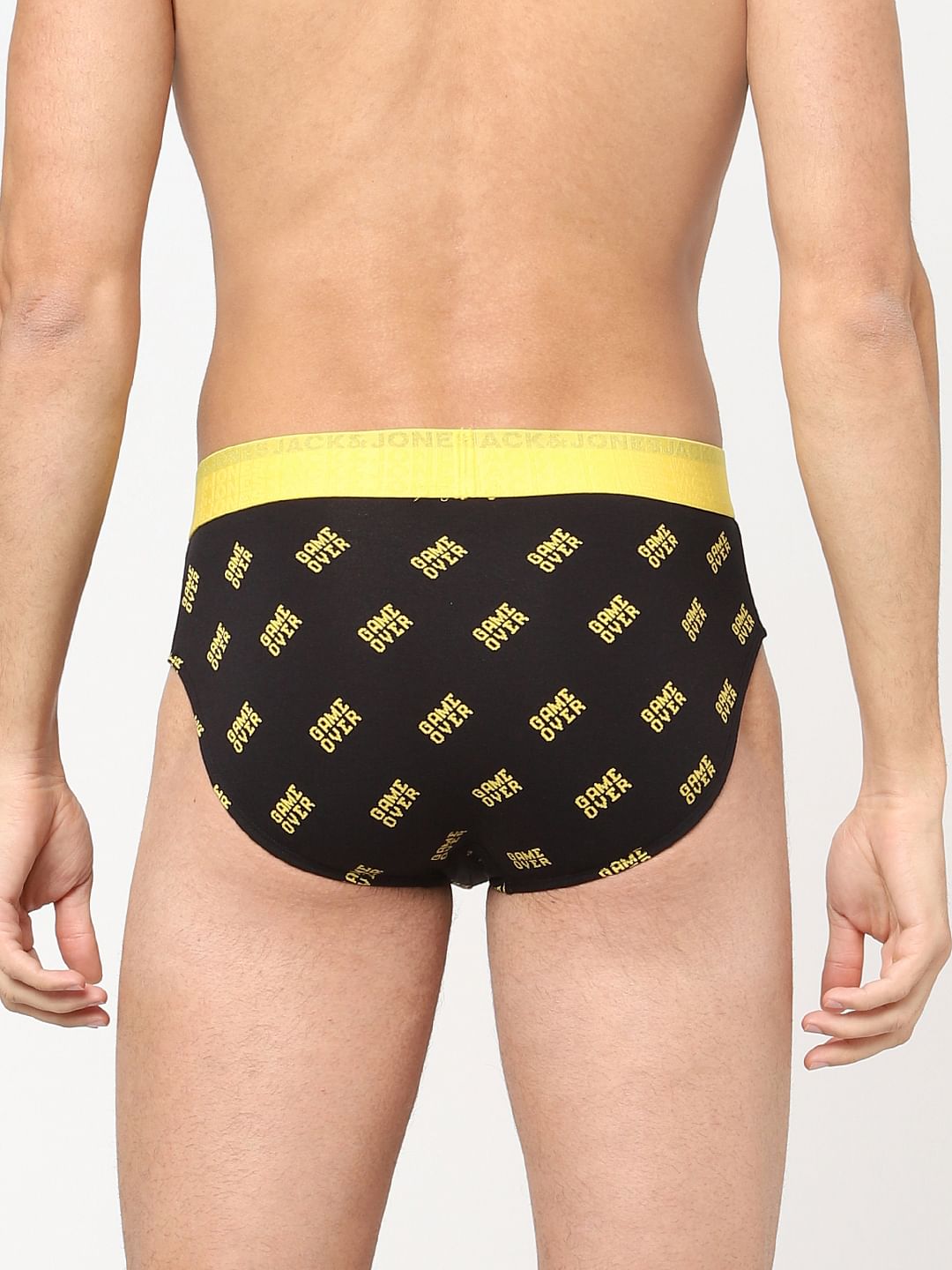 Black Text Print Briefs